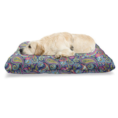 East Urban Home Ambesonne Paisley Pet Bed Ornate Traditional Teardrop Elements Details In Bohemian Design Print Chew Resistant Pad For Dogs And Cats Cushion With Removable Cover 24 X 39